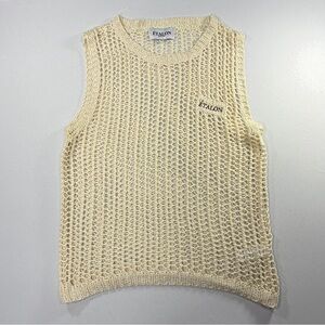 Etalon Cream Crochet Mesh Knit Vest Mens M Festival Boho Coachella